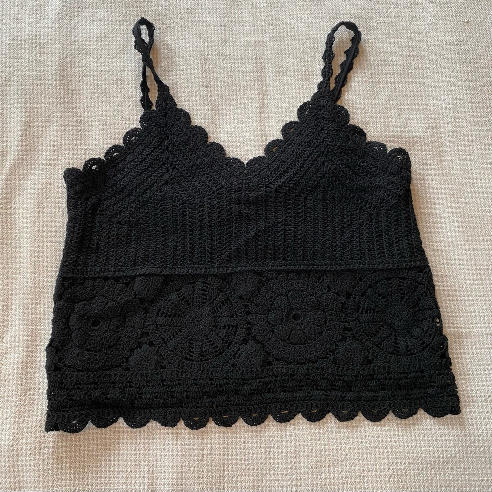 Design History Black Lace Crochet Cami